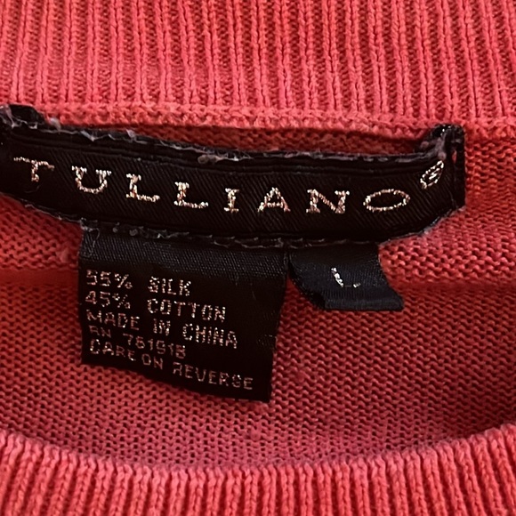 Tulliano Silk Cotton Blend Crewneck Pullover top size Large - Picture 3 of 7
